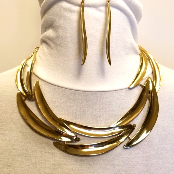 #W32 RARE Nordstrom gold-tone "Forge Ahead" Wavy Flexible Necklace - Picture 5 of 14